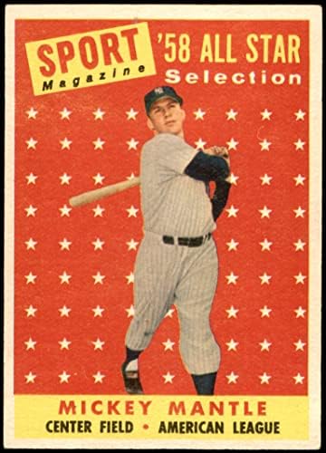 1958 Topps 487 All-Star Mickey Mantle New York Yankees (Baseball Kártya) EX+ Yankees
