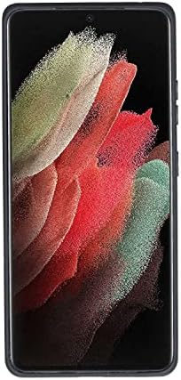 Venito Fermo Bőr Pénztárca Esetben Kompatibilis a Galaxy S21 Ultra – Kors Szíj - Extra Biztonságos az RFID-Blokkoló (Fekete)