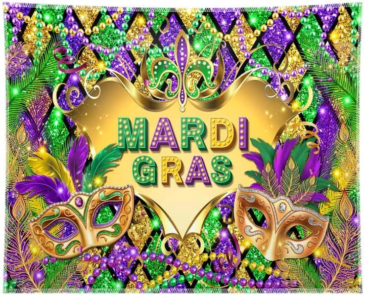 ZTHMOE 120x96inch Szövet Mardi Gras Hátteret Álarcosbál Fesztivál, Karnevál Fotózás Háttérben New Orleans Gyöngyök Parti