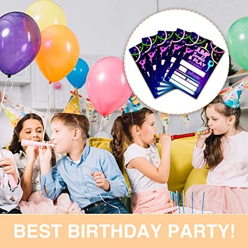 LeFohLon Neon Torna Szülinapi Meghívókat, 20-Pack kétoldalas Születésnapi Meghívó Kártya, Borítékok, Gyerek Party Kellékek