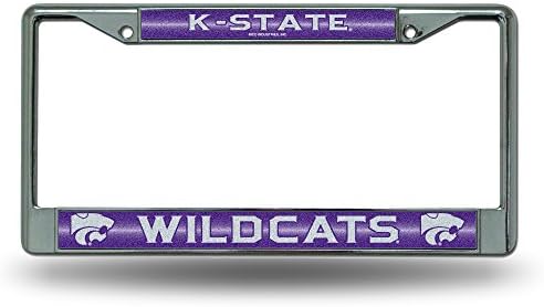 Rico NCAA Kansas State Wildcats Bling Króm Rendszámtábla Keret Csillám Akcentussal, 12 x 6 Hüvelykes