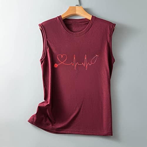 Szívverés Póló Női Nyári Szerelem Grafikus Nyomtatott T-Shirt-Sleeve Alkalmi Ujjatlan Póló Felső