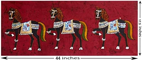 DollsofIndia 3 Királyi Lovak - 17.5 x 4 cm - Multicolor Batik Festmény, ruha - Keretben (UF55)