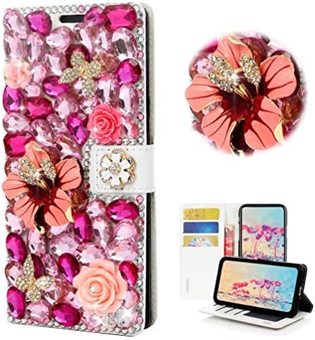 STENES Bling Tárca Telefon Esetében Kompatibilis Sony Xperia 5 II Ügy - Stílusos - 3D Kézzel készített Rúzs Virágok Ajkak,