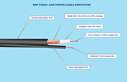 InstallerCCTV 100ft BNC Video Kábel, BNC Kiterjesztését Wire Kábel Csatlakozóval Minden egy előre elkészített Sziámi Kábel