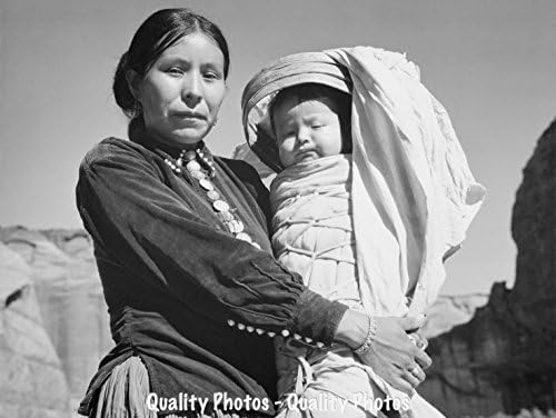 Áruk Bőven Navajo Anya, mind a Gyermek 8.5x11 Photo Print Ansel Adams Amerikai Indián Történelem
