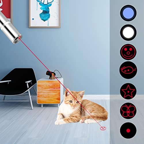 WNZQK Macska Játékok Lézer Mutató Kutyák Lézer Mutató LED Zseblámpa 7 Állítható Minták Piros Lámpa Távirányító Interaktív