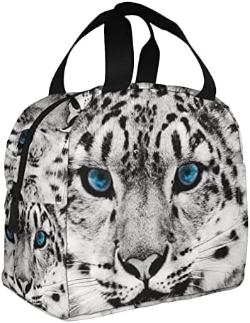 AOTOSE Kék Szemei Snow Leopard Ebéd Bag a Lányok, mind A Fiúk, uzsonnás Doboz, Konténer, Újrafelhasználható Hűvösebb Ebéd