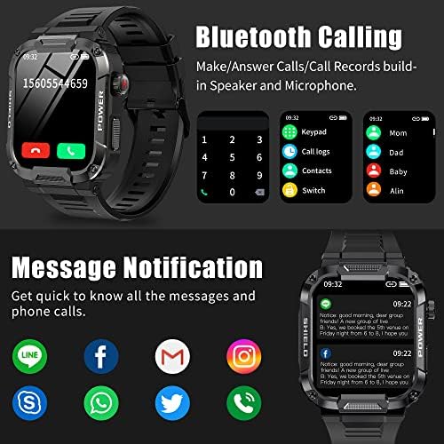 Katonai Intelligens Karóra Férfi (Válasz/Telefonos Hívások), 1.85 érintőképernyő Taktikai Smartwatch az Android Telefonok