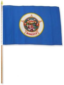 12 x 18 inch Minnesota zászló szerelt 24 inch (2 Láb) fa bot személyzet (Super Poliészter) Szövet Szövet (Varrt Élek a Tartósság)