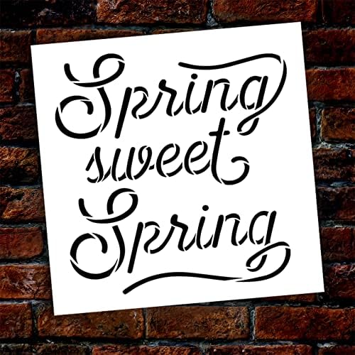 A tavasz Édes Tavaszi Stencil által StudioR12 | Kézműves DIY Tavaszi lakberendezés | Festék Szezonális Fa Alá | Újrafelhasználható