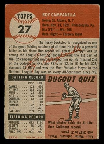 1953 Topps 27 Roy Campanella Brooklyn Dodgers (Baseball Kártya) JÓ Dodgers