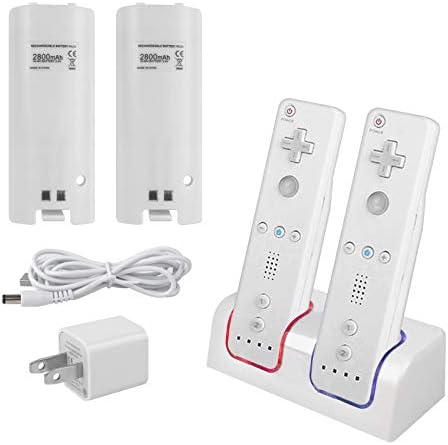 Kulannder Wii Távirányító Akkumulátor Töltő(Szabad USB Fali Töltő+Meghosszabbított Kábel) Kettős Charging Station Dokkoló
