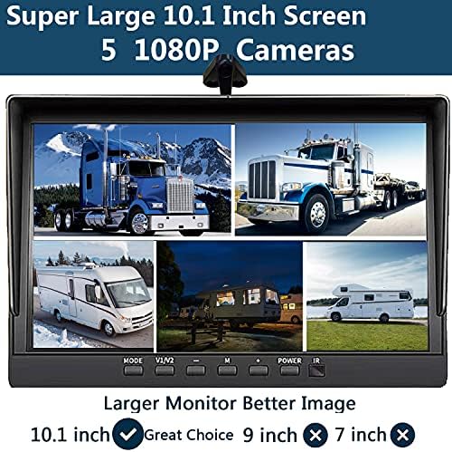 10.1 hüvelykes, 1080P Biztonsági Kamera Monitor & Beépített 128GB DVR Videó, Hang Felvevő RV Teherautó, Pótkocsi Hátsó Oldal