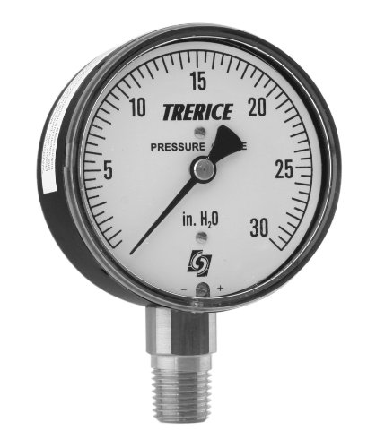 Trerice 760B2502LT675 Alacsony nyomásmérő, 2.5 tárcsázni, 0/3 psi, 1/4 NPT Sárgaréz Csatlakozás, Alsó-Hegy