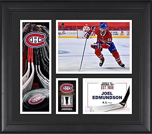 Joel Edmundson Montreal Canadiens Keretes 15 x 17 Játékos Kollázs egy Darab Játék-Puck - NHL Játék Használt Korong Kollázsok