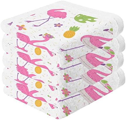 GOODOLD Rózsaszín Flamingók Baba Törülköző Törölköző Szett 6 Pack, Erősen Nedvszívó & Puha Pamut Mosás Ruha - 12 x 12 Cm,