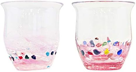 Genkawa Genkichi Műhely Rock Üveg (Rózsaszín, Vörös Bor), φ3.5 hüvelyk (9 cm), Gyönyörű Sango, 2 darabos Csomag