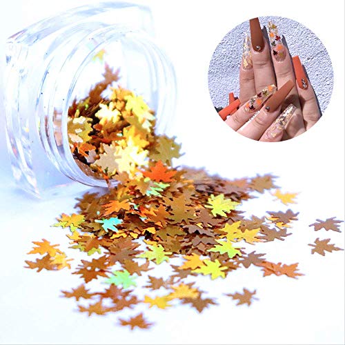Multicolor Flitterekkel Kaméleon Nail Art Glitter Film Őszi Levelek Design Lézer Maple Leaf Köröm Díszítés RKBF-9